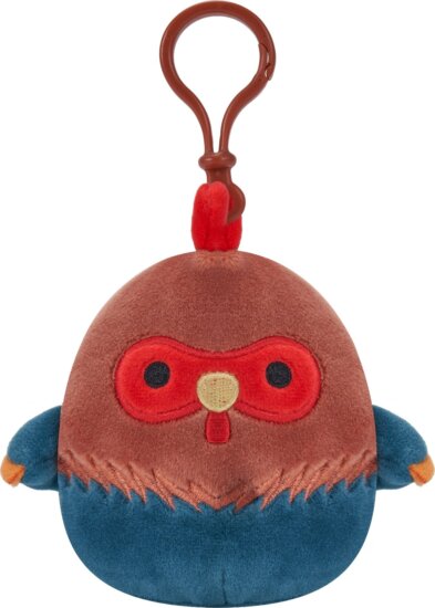 Squishmallows kulcstartós plüssfigura, Reed a barna-kék kakas, 9 cm