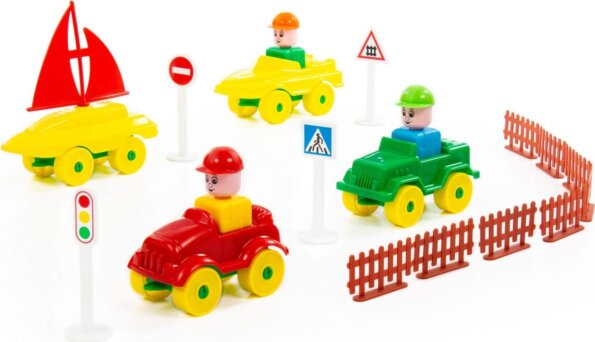 Közlekedési park építő készlet, 46 darabos