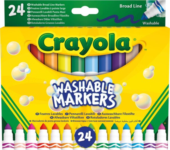 Crayola, Tompahegyű, lemosható filctoll, 24 db-os