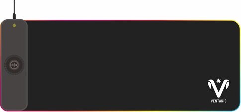 Ventaris Quasar Fibra (gamer, RGB, vezeték nélküli töltés, textil-gumi, 800x300x4mm, fekete) Ventaris Quasar Fibra (gamer, RGB, vezeték nélküli töltés, textil-gumi, 800x300x4mm, fekete)
