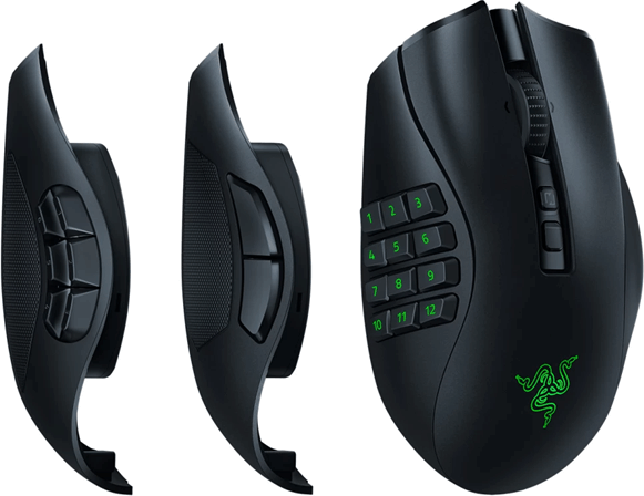 Razer Naga V2 Pro (gamer, Bluetooth, vezeték nélküli, optikai, fekete)