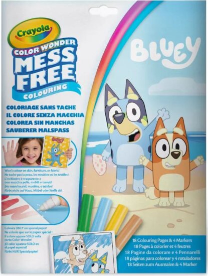 Crayola Color Wonder, Bluey maszatmentes kifestő készlet mappában