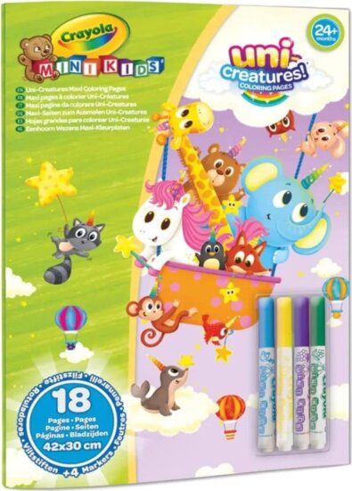 Crayola Mini Kids, Maxi kifestő és filctoll készlet, Állatkornis