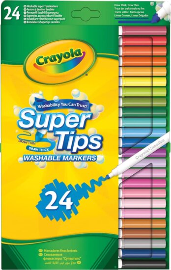 Crayola, Lemosható, vékonyhegyű filctoll készlet, 24 db-os
