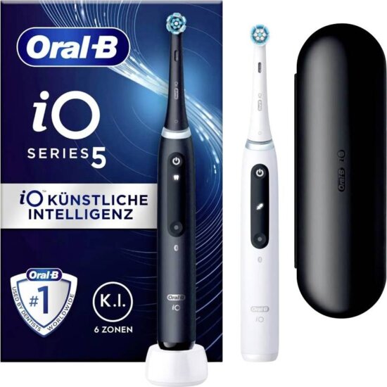 Oral-B iO Series 5 Duo elektromos fogkefe, Fekete-Fehér