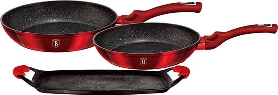 Berlinger Haus BH/1668 Burgundy Metallic Line serpenyő és grill sütőlap szett, 3+2 részes