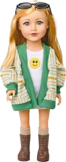 Játékbaba trendi ruhában