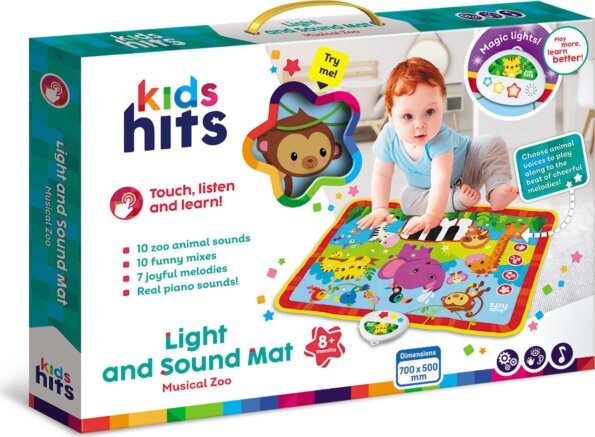 Kids Hits, Többfunkciós játszószőnyeg, Zenés állatkert, 70 x 50 cm