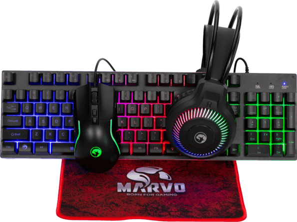MARVO Loot 40 billentyűzet + egér szett (angol UK, gamer, membrán, 4 az 1-ben, fekete) MARVO Loot 40 billentyűzet + egér szett (angol UK, gamer, membrán, 4 az 1-ben, fekete)