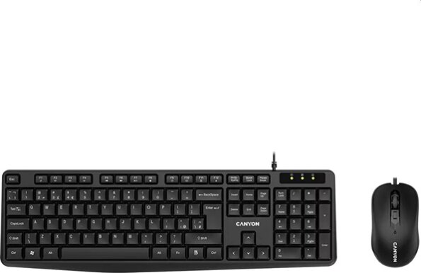 Canyon OnSet 01 billentyűzet + egér szett (magyar/angol, vezetékes, fekete)