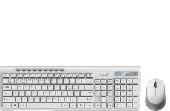 Genius SlimStar 8230 billentyűzet + egér szett (angol US, vezeték nélküli, fehér)