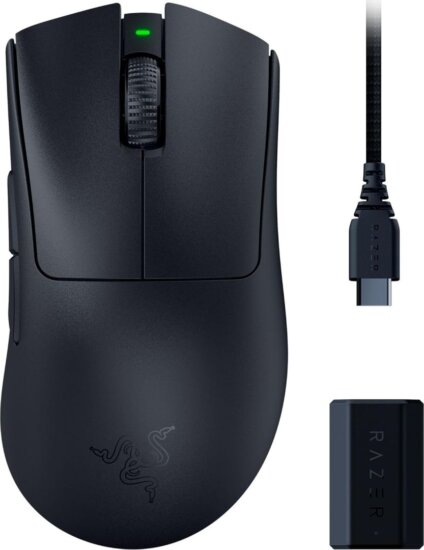 Razer DeathAdder V3 Pro (gamer, vezeték nélküli, HyperPolling dongle, fekete)