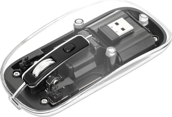 Manhattan Mouse Ottico Wireless 1600 (vezeték nélküli, optikai, átlátszó, fekete)