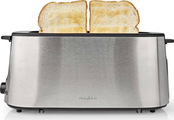 Nedis KABT310EAL kenyérpirító, 2 szeletes, alumínium-fekete