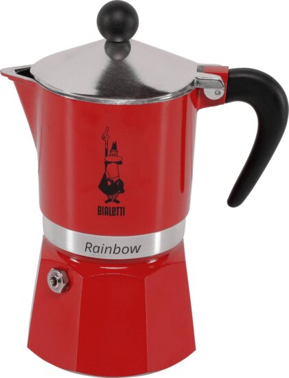 Bialetti Rainbow 4962 kotyogós kávéfőző, 3 személyes, Piros
