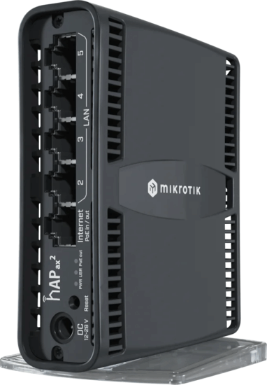 MikroTik hAP ax² (Wi-Fi 6, AX1800, kétsávos, 5×Gigabit, PoE Out)