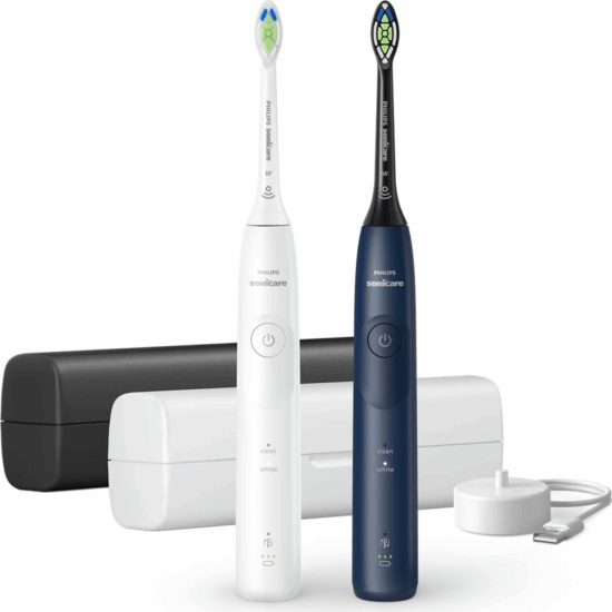 Philips Sonicare 5500 Series elektromos fogkefe dupla csomag, Fehér-Tengerkék Philips Sonicare 5500 Series elektromos fogkefe dupla csomag, Fehér-Tengerkék