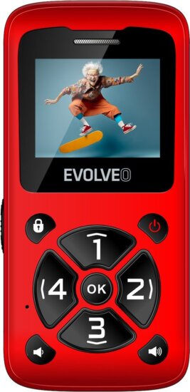 Evolveo EasyPhone ID mobiltelefon időseknek, Piros