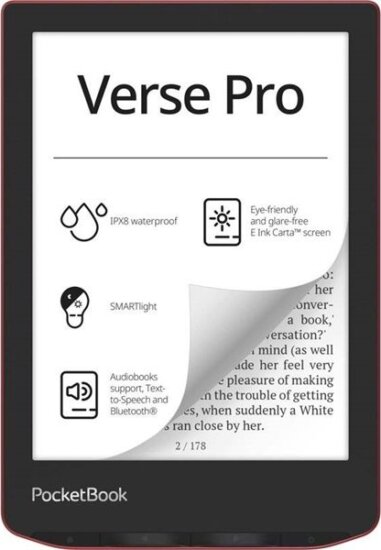 PocketBook 634 Verse Pro 6" E-book olvasó, 16GB, Passion Red