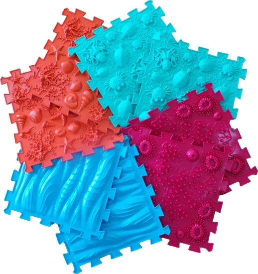 Ortho Puzzle, Ortopédiai masszázs szőnyeg szett, 8 darabos, Tenger
