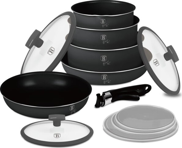 Berlinger Haus BH/8252 Antracit Collection serpenyő szett levehető nyéllel, 12 részes