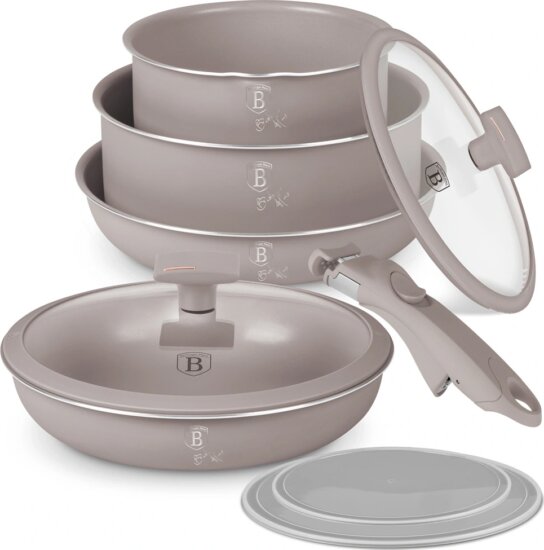 Berlinger Haus BH/8255 Taupe Collection serpenyő szett levehető nyéllel, 9 részes