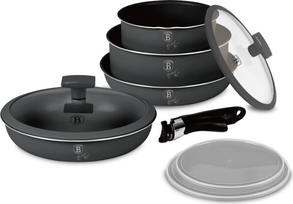 Berlinger Haus BH/8256 Antracit Collection serpenyő szett levehető nyéllel, 9 részes