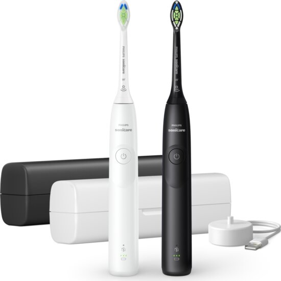 Philips Sonicare Series 5300 elektromos fogkefe dupla csomag, Fekete-Fehér