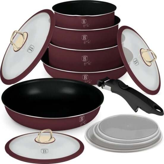 Berlinger Haus BH/8250 Leonardo Collection serpenyő szett levehető nyéllel, 12 részes