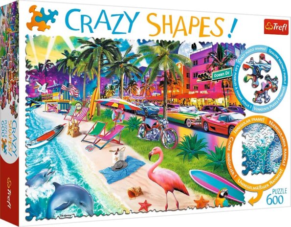 Trefl Crazy Shapes, Miami tengerpart puzzle, 600 darabos