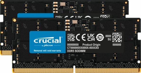 Crucial 32GB / 5600MHz (DDR5, Kit 2x16GB, SODIMM) Crucial 32GB / 5600MHz (DDR5, Kit 2x16GB, SODIMM)