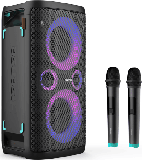 Hisense Party Storm 1 Bluetooth party hangszóró, 2 db mikrofonnal Hisense Party Storm 1 Bluetooth party hangszóró, 2 db mikrofonnal