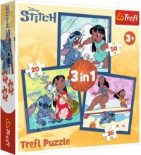 Trefl, Időzés Stitch-csel 3 az 1-ben puzzle, 20, 36, 50 darabos