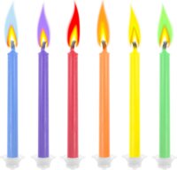 Színes lángú torta gyertya, 6 db