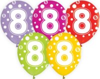 Színes, pöttyös számos lufi 5 darabos szett, 8