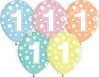 Színes, pöttyös számos lufi 5 darabos szett, 1