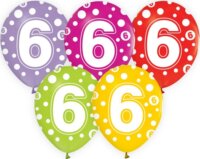 Színes, pöttyös számos lufi 5 darabos szett, 6