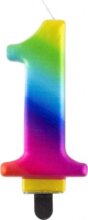 Szivárvány színű születésnapi gyertya, 8 cm, 1-es Szivárvány színű születésnapi gyertya, 8 cm, 1-es