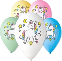 Unikornis mintás 5 darabos lufi, 30 cm