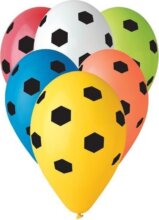 Focilabda mintás színes lufi, 5 darabos