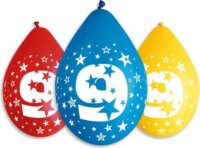 Színes,születésnapi számos lógó lufi csomag, 30 cm, 9