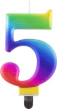 Szivárvány színű születésnapi gyertya, 8 cm, 5-ös Szivárvány színű születésnapi gyertya, 8 cm, 5-ös