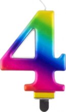 Szivárvány színű születésnapi gyertya, 8 cm, 4-es Szivárvány színű születésnapi gyertya, 8 cm, 4-es