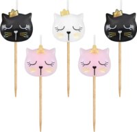 Cicafejek születésnapi tortagyertyák, 5 db Cicafejek születésnapi tortagyertyák, 5 db