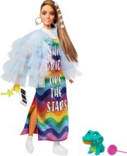 Barbie Fashionistas, Extravagáns barna hajú Barbie sárga kabátban, krokodillal