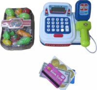 Elektromos pénztár játékkészlet, kék-fehér