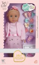 Játékbaba piknikezős étkészlettel, 45 cm