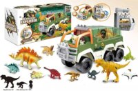 Dinó játékszett járgánnyal, 35 cm