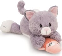 NICI GREEN, Szürke plüss cica és hal, fekvő, 30 cm