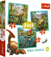 Dinoszauruszok 3 az 1-ben puzzle, 20, 36, 50 darabos